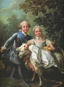 Francois-Hubert Drouais Charles of France and his sister Clotilde USA oil painting artist